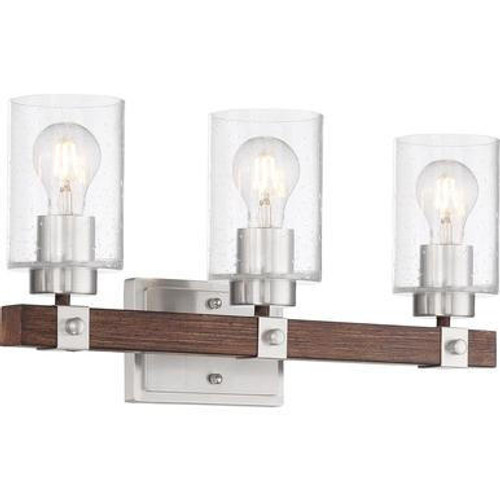 Nuvo Lighting Nuvo 60-6964 Brushed Nickel and Nutmeg Wood 4 Light Wall Mount Fixture 