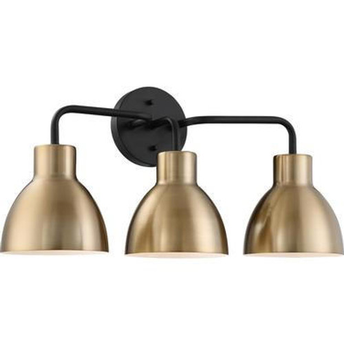 Nuvo Lighting Nuvo 60-6793 Matte Black and Burnished Brass 3 Light Wall Mount Fixture 