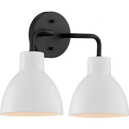 Nuvo Lighting Nuvo 60-6785 Matte Black with White 2 Light Wall Mount Fixture 