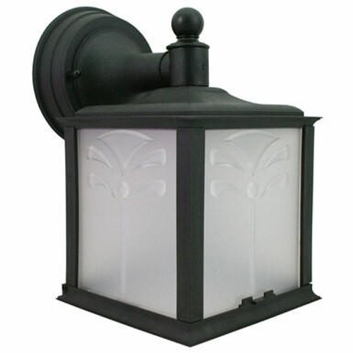 Incon Lighting Coastal Palm Tree Beach Wall Black Lantern Light Fixture with Photocell 