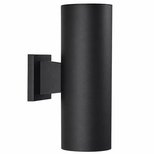 Modern Black Outdoor Cylinder Wall Fixture - Indirect and Direct Light 
