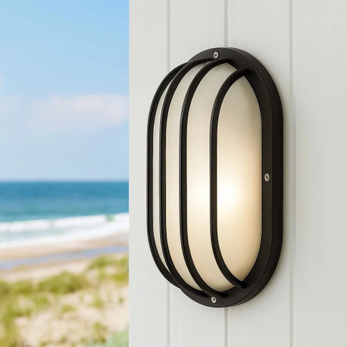 Wave Lighting S76WF-BK Black Oval Wall Light