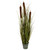 Vickerman 36" Artificial Potted Green Grass with Cattails in Iron Pot