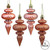 Vickerman 4" Rose Gold 4-Finish Finial Christmas Ornament 8 per Box