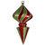  Vickerman 12" Red and Lime Striped Shiny Diamond Finial Christmas Ornament with Glitter Accents 