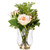 Vickerman 11" Artificial Pink Rose In Glass Vase
