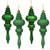  Vickerman 7" Green 4-Finish Finial Christmas Ornament 8 per Box 