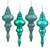  Vickerman 7" Teal 4-Finish Finial Christmas Ornament 8 per Box 