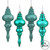  Vickerman 7" Teal 4-Finish Finial Christmas Ornament 8 per Box 