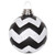 Vickerman 4" Black and White Matte Chevron Ball Christmas Ornament with Glitter Accents 4 per Box