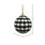 Vickerman MC210542 4" Black/White Plaid Cloth Ball Orn 4/bx