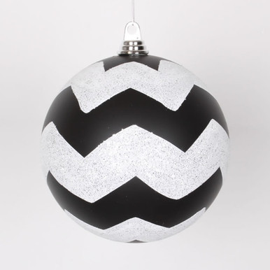 Vickerman 4.7 White Black Plaid Glitter Ball Ornament, 3 per bag
