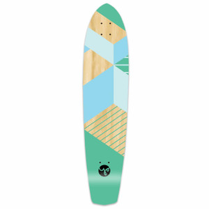 Yocaher Slimkick Longboard Deck - Geometric Series - Green