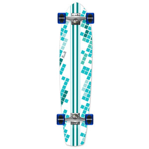 Yocaher Slimkick Longboard Complete - White Digital Wave Yocaher Slimkick Longboard Complete - White Digital Wave