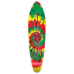 Yocaher Kicktail Longboard Deck - Tiedye Rasta Yocaher Kicktail Longboard Deck - Tiedye Rasta
