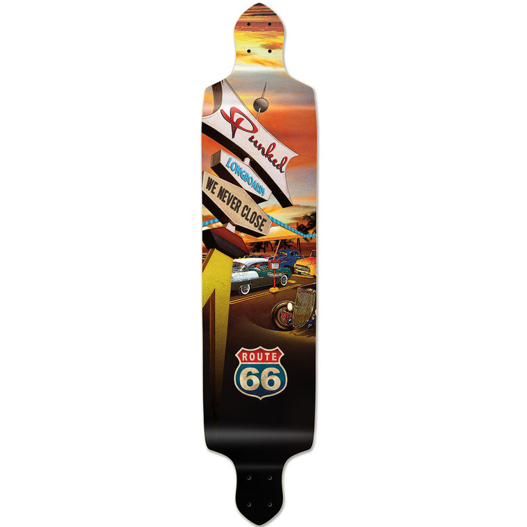 Yocaher Drop Down Longboard Deck - Route 66 Series - Diner