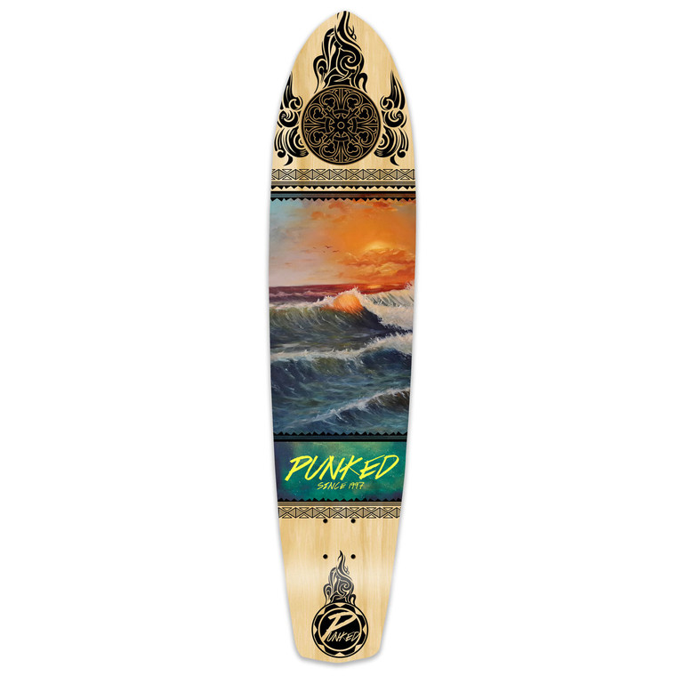 Yocaher Slimkick Longboard Deck - Wave Scene