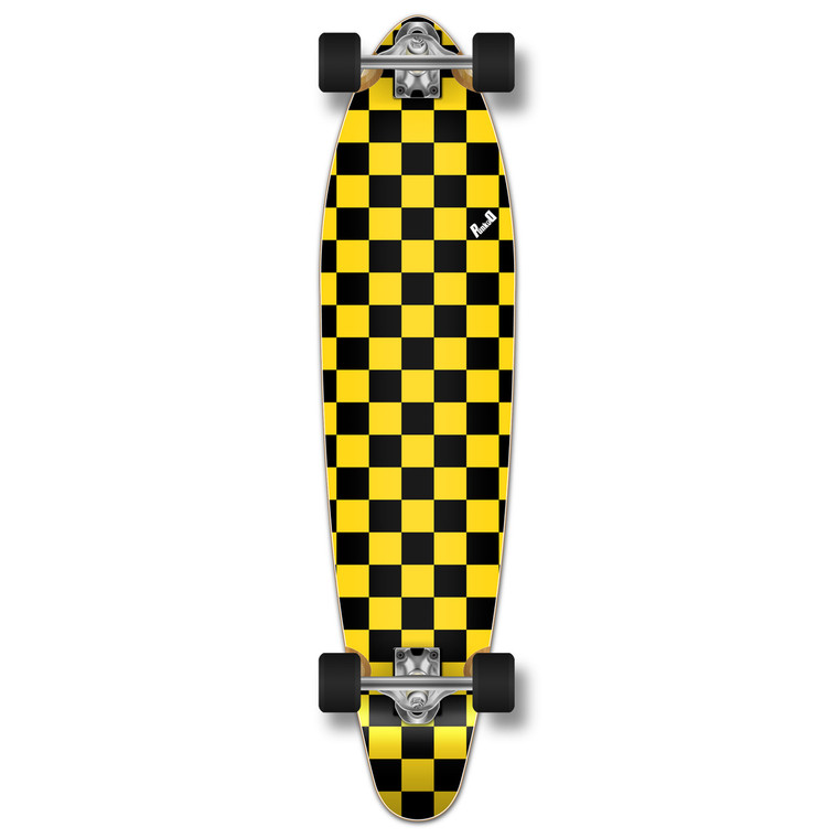 Yocaher Kicktail Longboard Complete - Checker Yellow