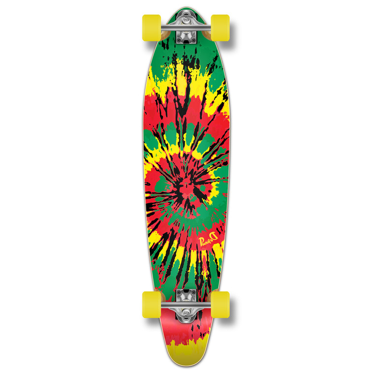 Yocaher Kicktail Longboard Complete - Tiedye Rasta