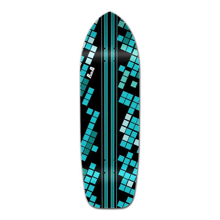 Yocaher Old School Longboard Deck - Black Digital Wave