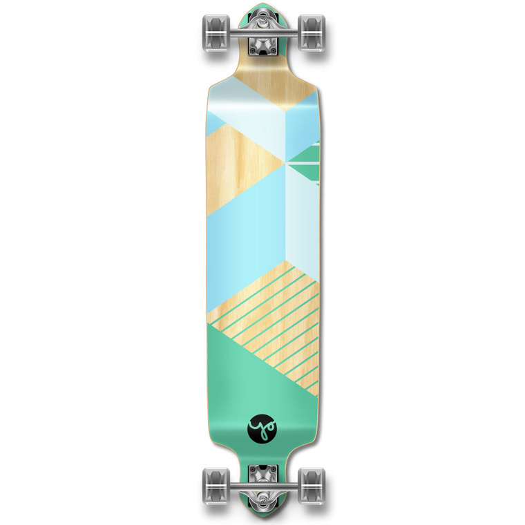 Yocaher Drop Down Longboard Complete - Geometric Series - Green