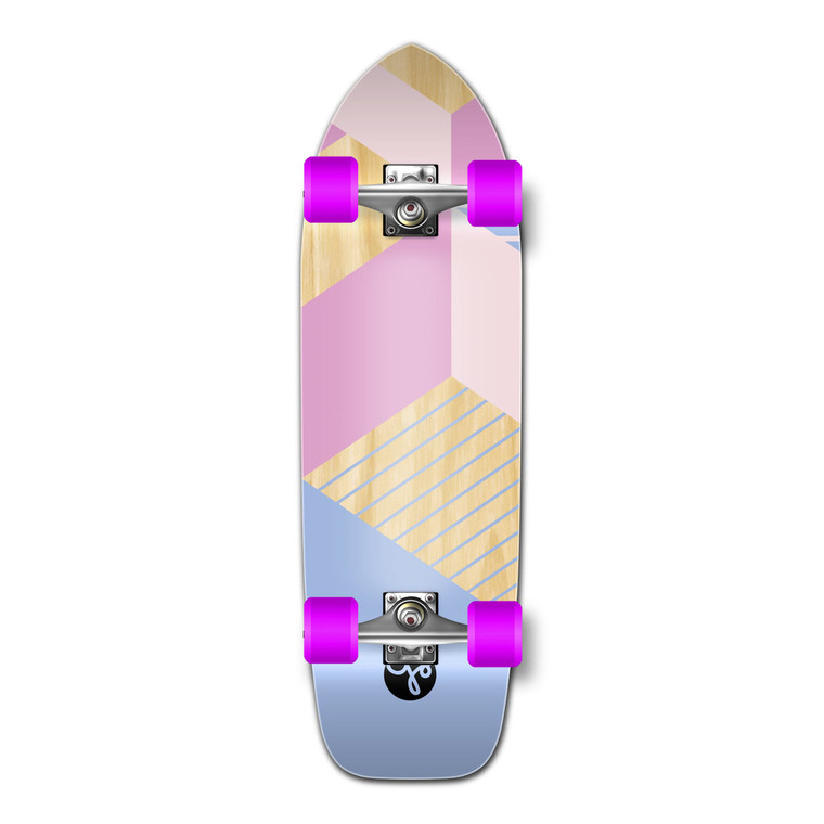 Yocaher Old School Longboard Complete - Geometric Series - Purple