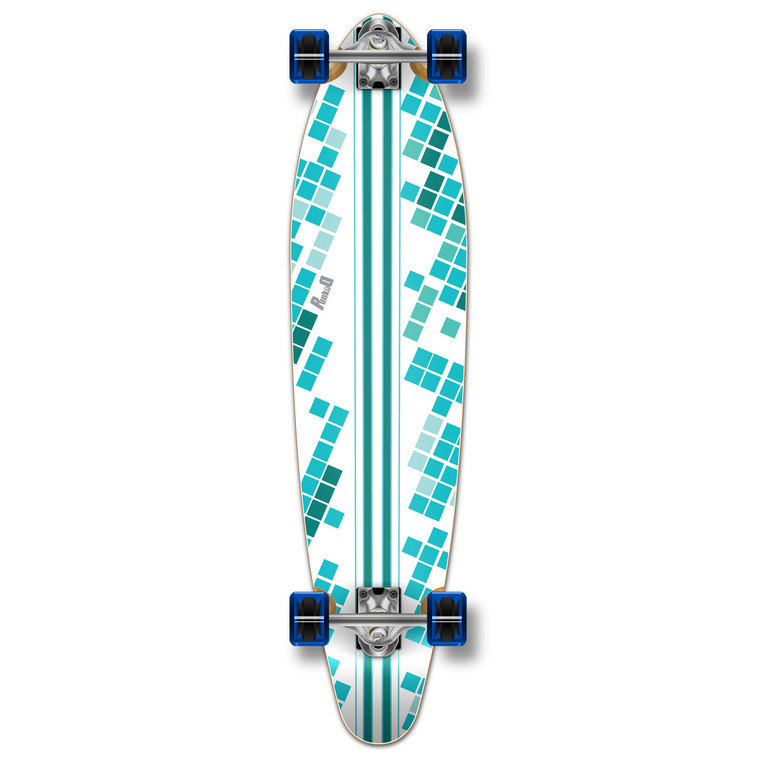 Yocaher Kicktail Longboard Complete - White Digital Wave