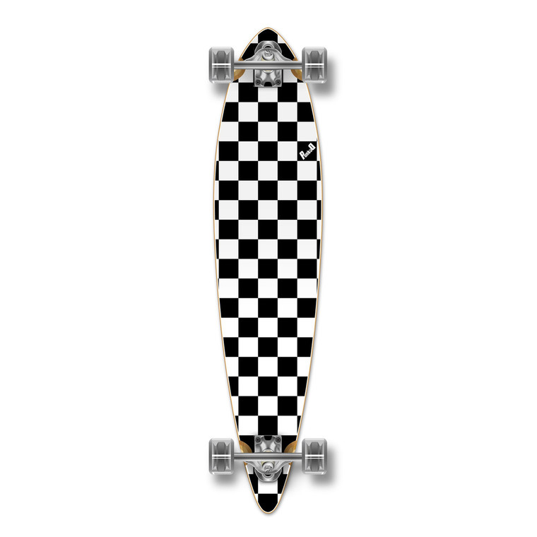 Yocaher Pintail Longboard Complete - Checker White