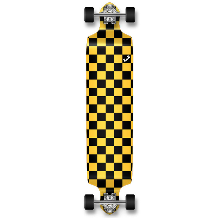 Yocaher Drop Down Longboard Complete - Checker Yellow