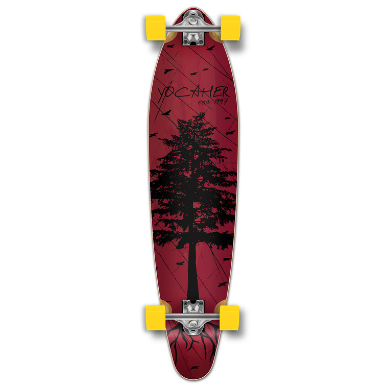 Yocaher Kicktail Longboard Complete - In the Pines : Red