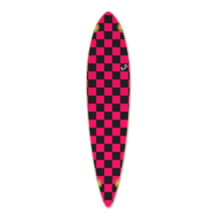 Yocaher Pintail Longboard Deck - Checker Pink