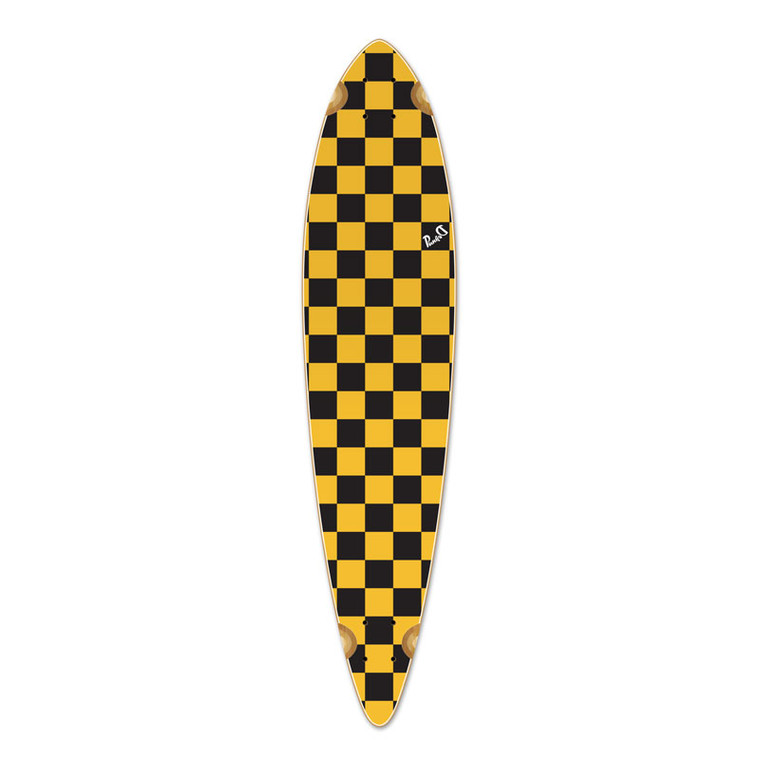 Yocaher Pintail Longboard Deck - Checker Yellow