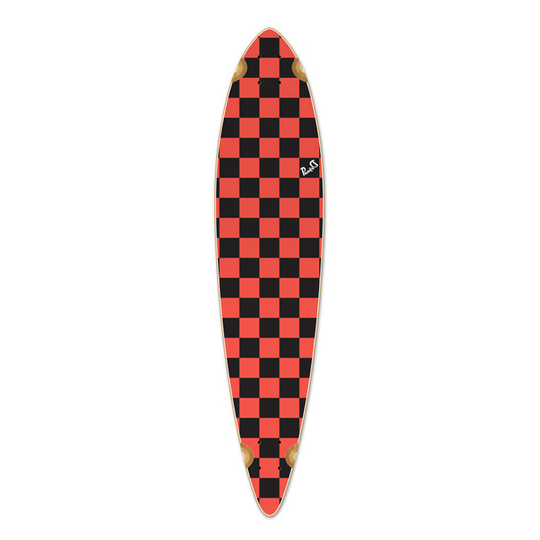 Yocaher Pintail Longboard Deck - Checker Orange