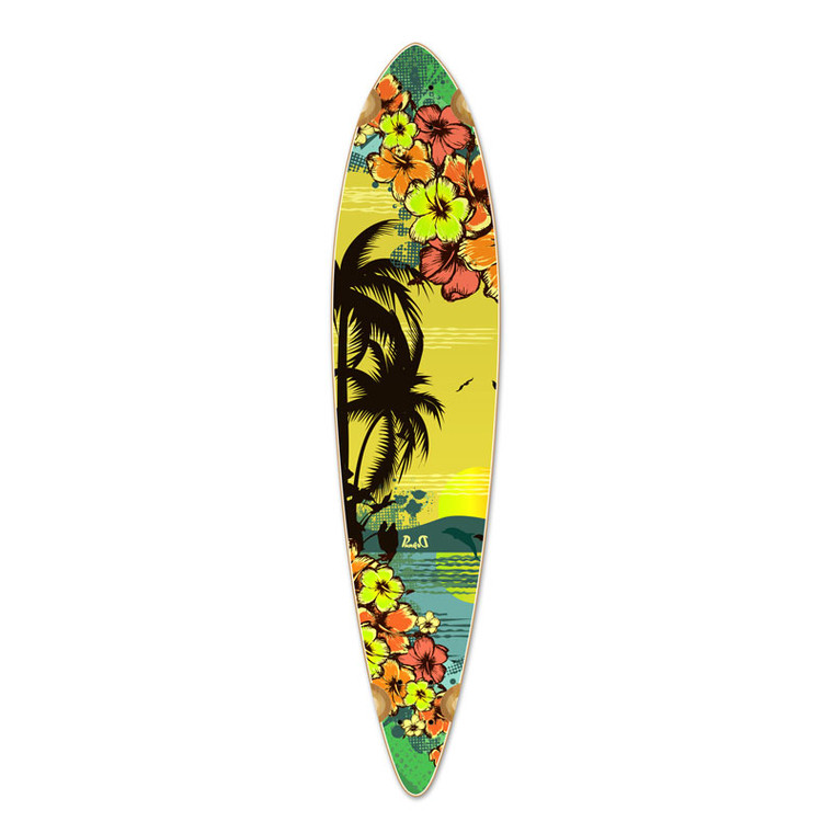 Yocaher Pintail Longboard Deck - Tropical Day
