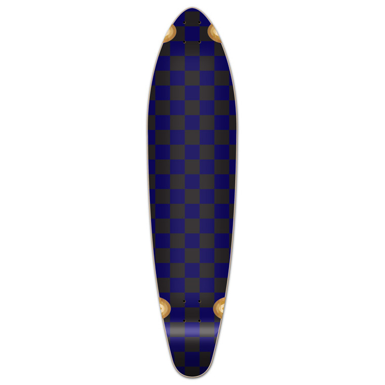 Yocaher Kicktail Longboard Deck - Checker Blue