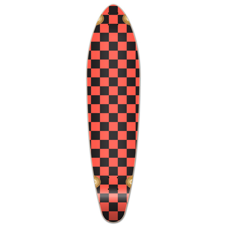 Yocaher Kicktail Longboard Deck - Checker Orange