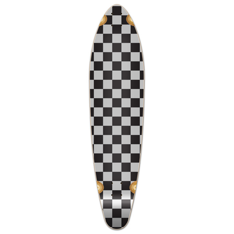 Yocaher Kicktail Longboard Deck - Checker Silver