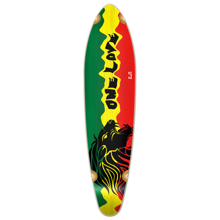 Yocaher Kicktail Longboard Deck - Rasta 2