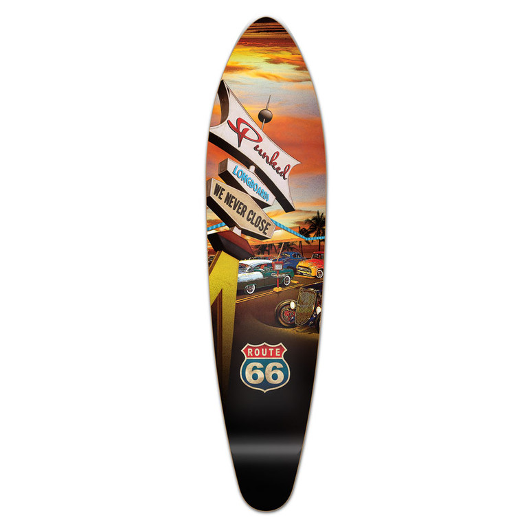 Yocaher Kicktail Longboard Deck - Route 66 Series - Diner
