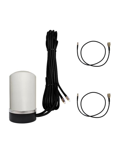 AntennaGear M17M Omni Directional MIMO 2 x Cellular 4G LTE CBRS 5G NR IoT M2M Magnetic Mount Antenna w/2 x 16ft Coax Cables - TS9