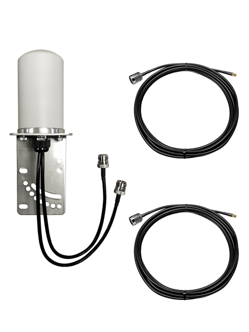 AntennaGear M17B - Omni Directional Cellular 4G LTE CBRS 5G NR - WiFi 6 - IoT M2M - Bracket Mount Antenna - 2 x 1ft Cables N Female - Coax Cable Kit