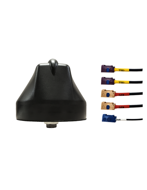AntennaGear M650F Enterprise Series 5-Lead Mobility MIMO 2 x Cellular 4G LTE CBRS 5G / GPS GNSS / MIMO 2 x Multi Band WiFi 6 Bolt Mount Antenna w/15ft Coax Cables - Color Coded FAKRA Connectors