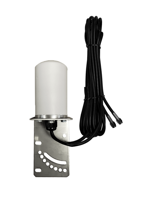 AntennaGear M17B Omni Directional MIMO 2 x Cellular 4G LTE CBRS 5G NR IoT M2M Bracket Mount Antenna w/2 x 16ft Coax Cables - SMA Male