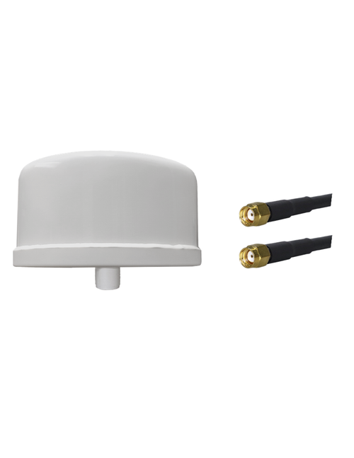 AntennaGear MOD42W - Dual Band MIMO WiFi 6 - Omni Directional Antenna - Ceiling Mount - 2 x 15ft Coax Cables - RP SMA Male