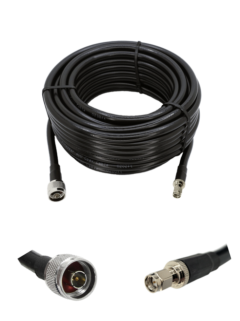 AntennaGear - AGA400 - 50ft - Coax Extension Cable - N Male to SMA Male - 50 Ohm - UV Resistant Jacket - Shielded - Low Loss - High Flexibility