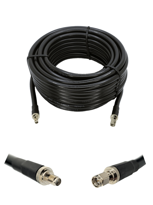 AntennaGear - AGA400 - 50ft - Coax Extension Cable - SMA Male to SMA Female - 50 Ohm - UV Resistant Jacket - Shielded - Low Loss - High Flexibility