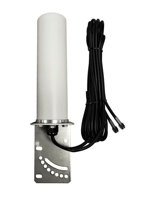 AntennaGear M19B - Omni Directional Cellular 4G LTE CBRS 5G NR - WiFi 6 - IoT M2M - Bracket Mount Antenna - 2 x 16ft Coax Cables - SMA Male - RP SMA Male