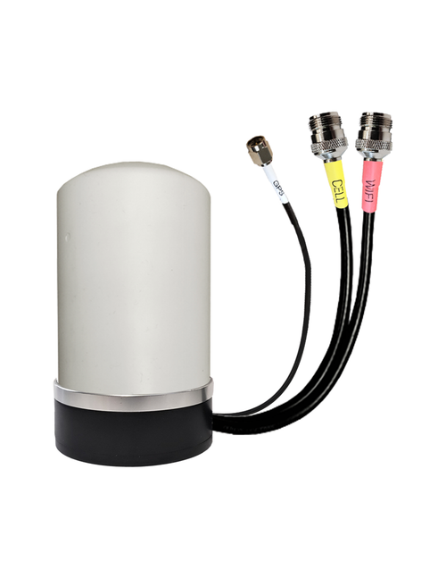 AntennaGear M18M - Omni Directional Cellular 4G LTE CBRS 5G NR - WiFi 6 - GPS - Magnetic Mount Antenna - 1ft Cables - 2 x N Female - SMA Male - Coax Cable Kit Options