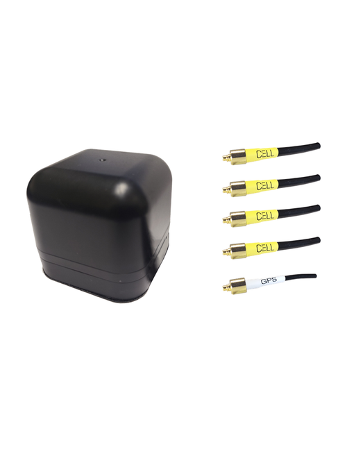 AntennaGear M450MM Low-Profile Series 5-Lead Mobility M2M IoT MIMO 4 x Cellular 4G LTE CBRS 5G NR / GPS GNSS Magnetic / Adhesive Mount Antenna w/15ft Coax Cables - MMCX