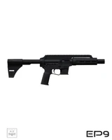 Extar EP9 6.5 inch 9mm rifle, black semi-automatic firearm with a sleek design and tactical features. Extar Stabilizer. 18 Round
